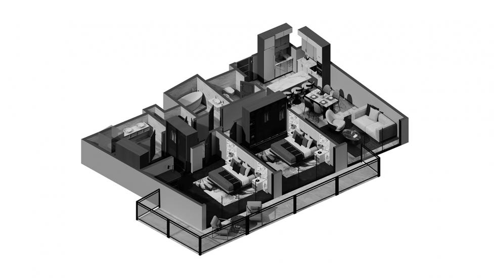 Apartment floor plan «BELMONT RESIDENCE 2BR Type B 120SQM», 2 bedrooms in BELMONT RESIDENCE