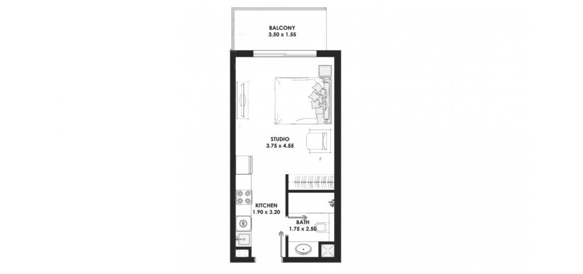 Plano del apartamento «36sqm», 1 habitación en PEARLZ