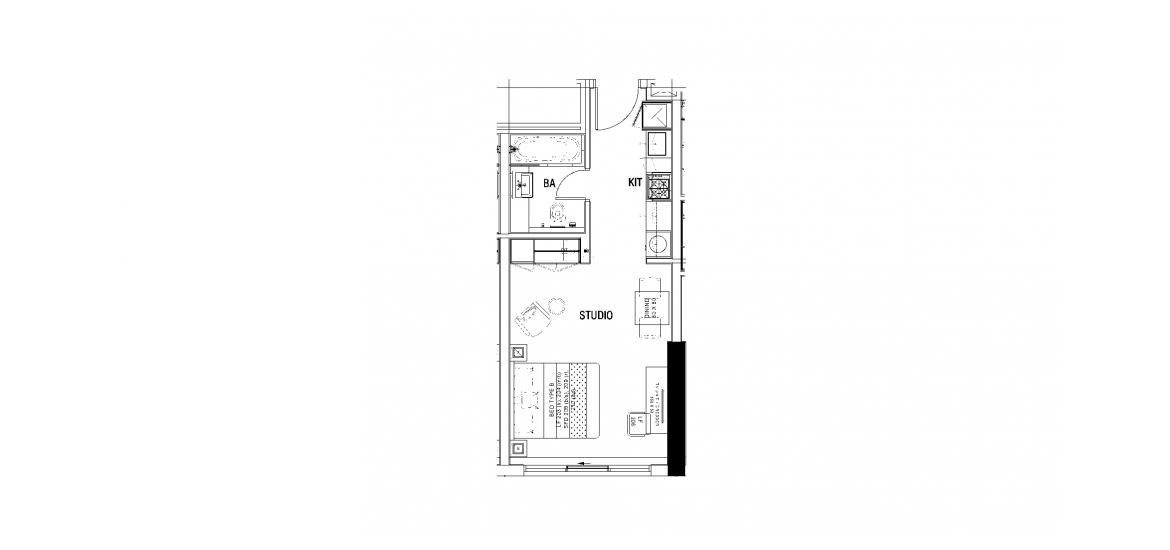 Plano del apartamento «A», 1 habitación en DAMAC MAISON MAJESTINE