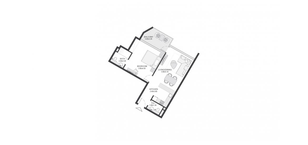 Plano del apartamento «72SQM», 1 dormitorio en TRIA