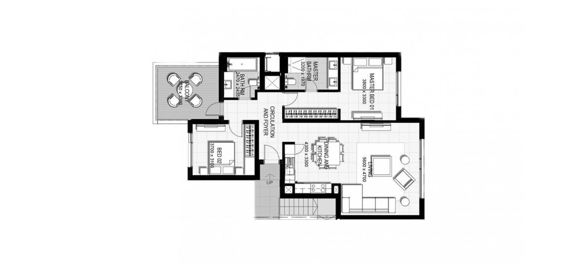 Plano del apartamento «URBANA 2BR 113SQM», 2 dormitorios en URBANA