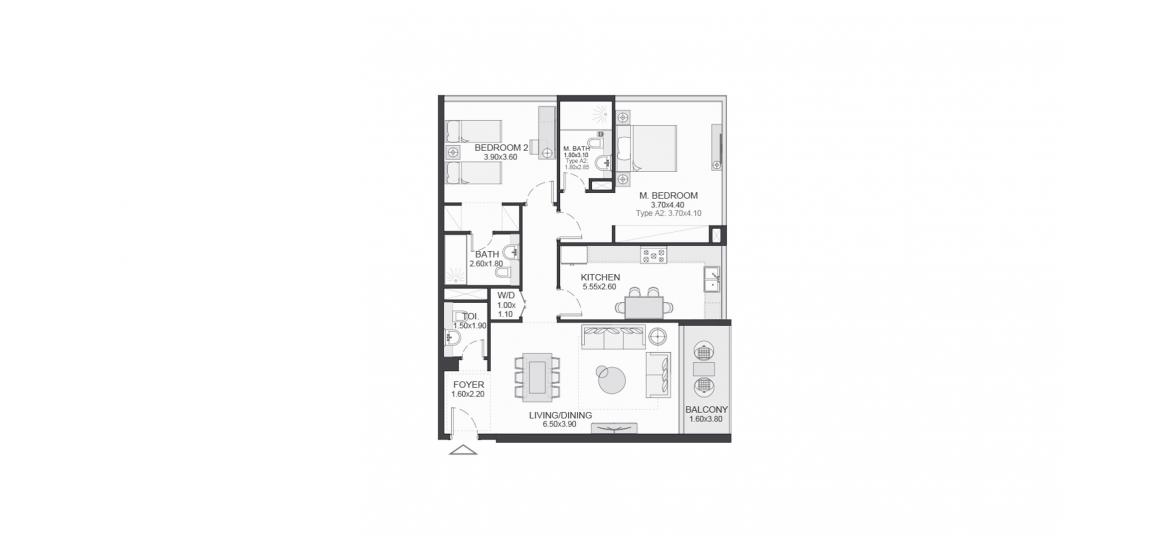 Plano del apartamento «117SQM», 2 dormitorios en TRIA