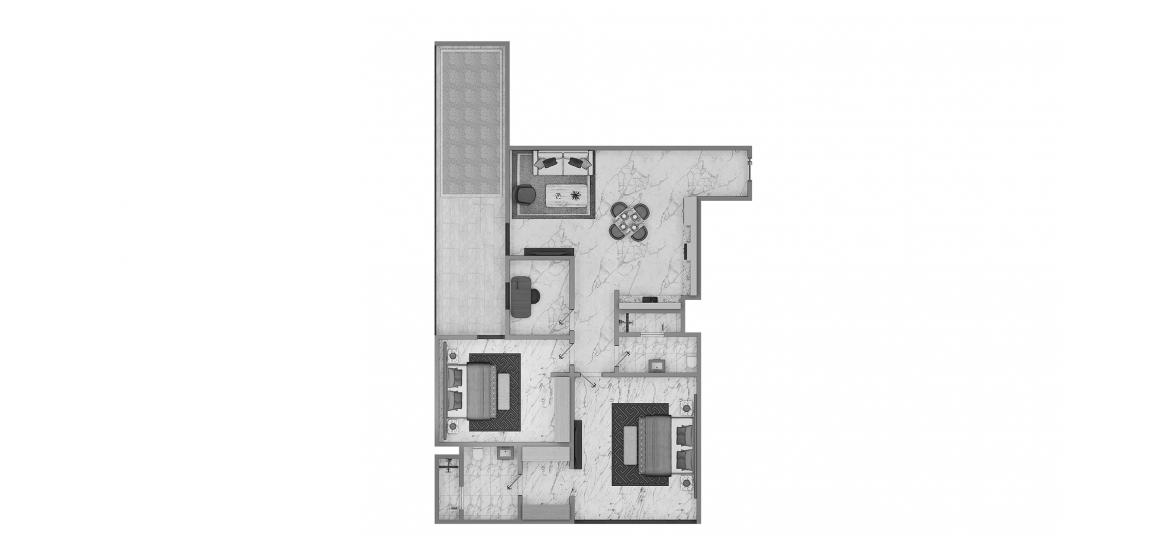 Plano del apartamento «2 BR Type A 98SQM», 2 dormitorios en ELITZ