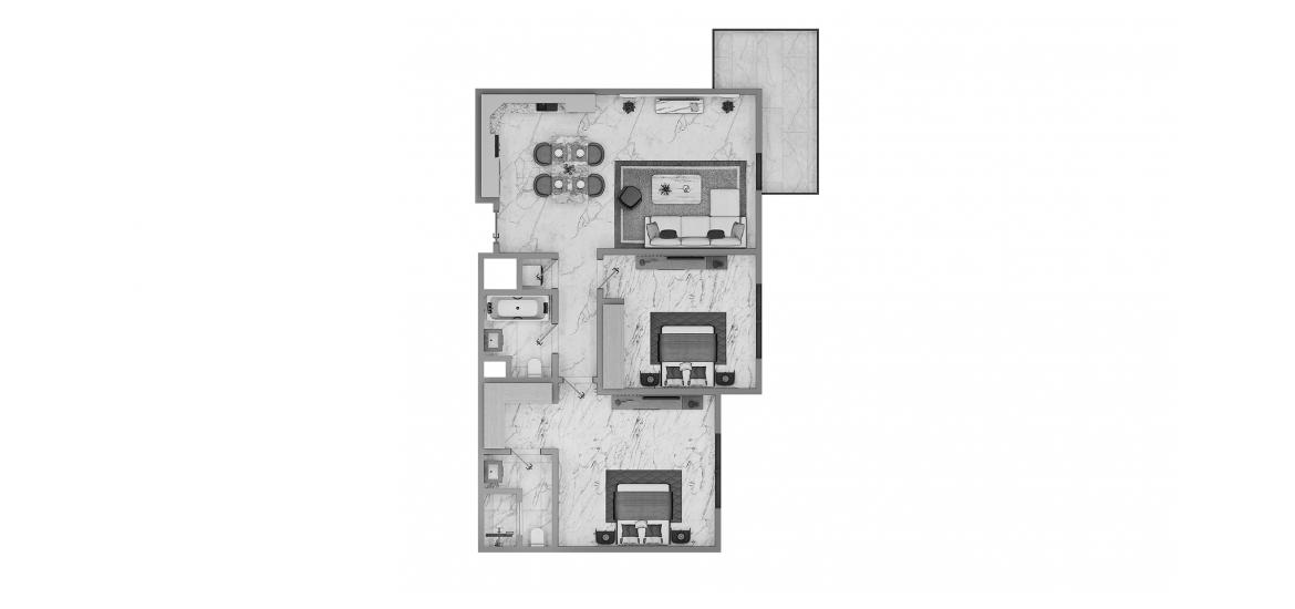 Plano del apartamento «2BR Type A 84SQM», 2 dormitorios en ASCOT RESIDENCES