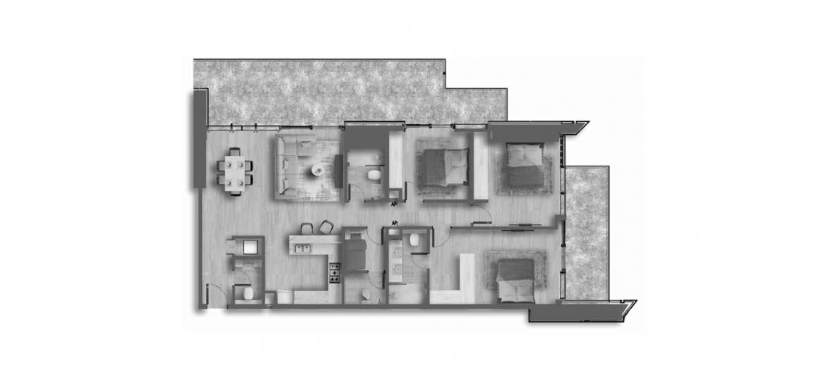 Floor plan «D», 3 bedrooms, in AHAD RESIDENCES