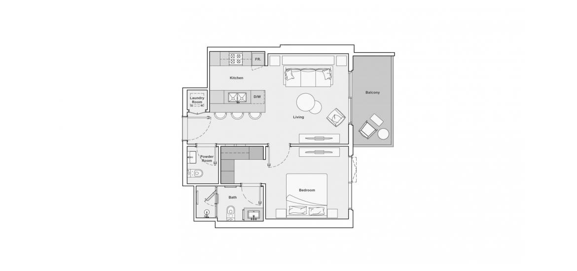 Plan d'étage de l'appartement «63SQM», 1 chambre à coucher à THE PORTMAN