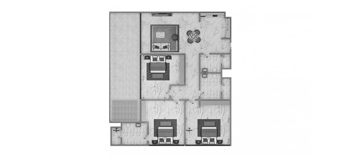Plan d'étage de l'appartement «3 BR Type A 108SQM», 3 chambres à ELITZ