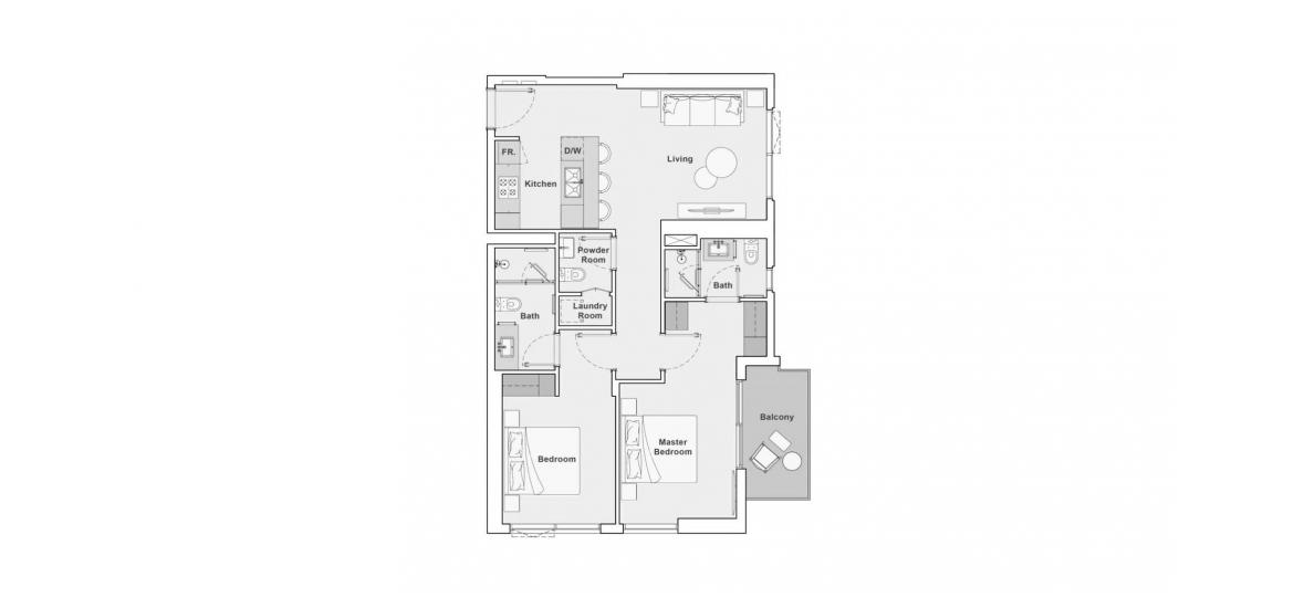 Floor plan «91SQM», 2 bedrooms, in THE PORTMAN