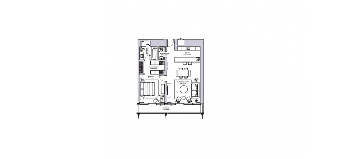 Apartment floor plan «1BR», 1 bedroom in THE STERLING