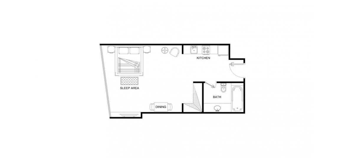 Планировка апартаментов «A» 1 комната в ЖК THE VOGUE