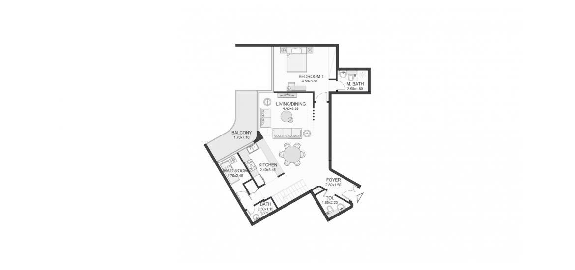Планировка апартаментов «204SQM» 3 спальни в ЖК TRIA