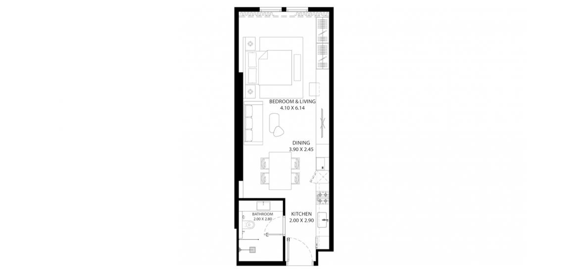 Планировка апартаментов «STUDIO Type-2 47SQM» 1 комната в ЖК MAG 330