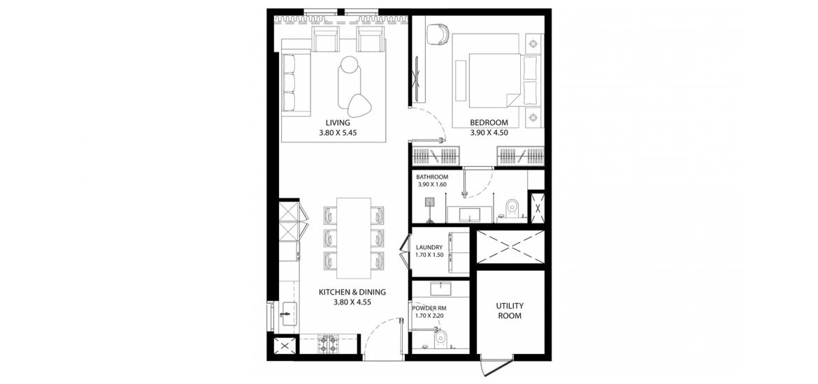 Планировка апартаментов «STUDIO Type-1 81SQM» 1 комната в ЖК MAG 330