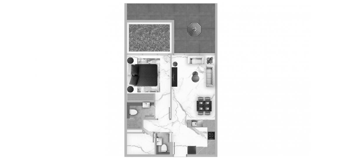 Планировка апартаментов «One Bedroom+Private Pool» 1 спальня в ЖК SAMANA MYKONOS