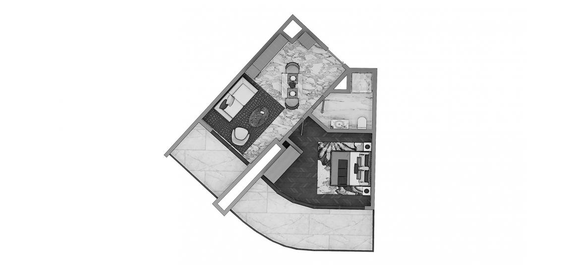 Планировка апартаментов «1BR 49SQM» 2 комнаты в ЖК ZADA TOWER