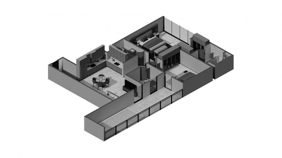 Планировка апартаментов «2 BR Type A 98SQM» 3 комнаты в ЖК ELITZ