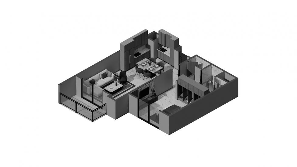 Планировка апартаментов «1BR Type A 58SQM» 2 комнаты в ЖК ASCOT RESIDENCES
