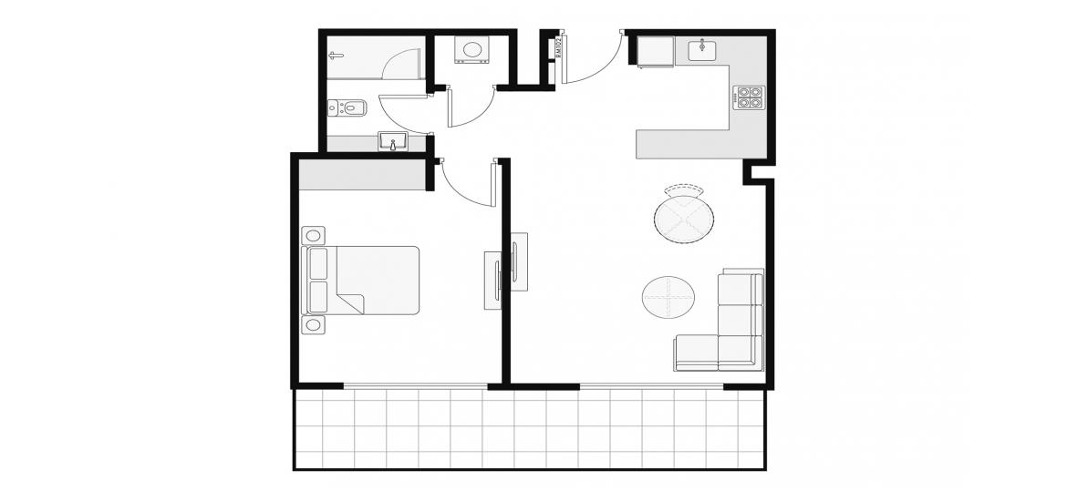 Планировка апартаментов «74 SQ.M. 1BR TYPE 1» 2 комнаты в ЖК AZIZI AMBER