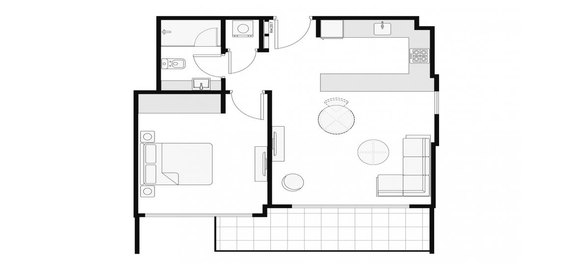 Планировка апартаментов «65 SQ.M. 1BR TYPE 2» 2 комнаты в ЖК AZIZI AMBER