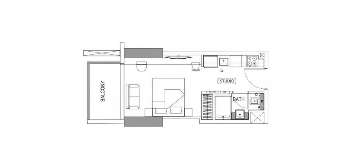 Планировка апартаментов «BINGHATTI AZURE ONE-ROOM-31M» 1 комната в ЖК BINGHATTI AZURE