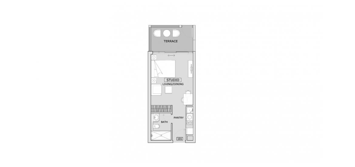 Планування апартаментів «39SQM», 1 кімната у OXFORD BOULEVARD