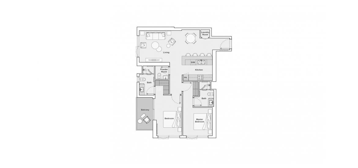 Планування апартаментів «102SQM», 2 спальні у THE PORTMAN