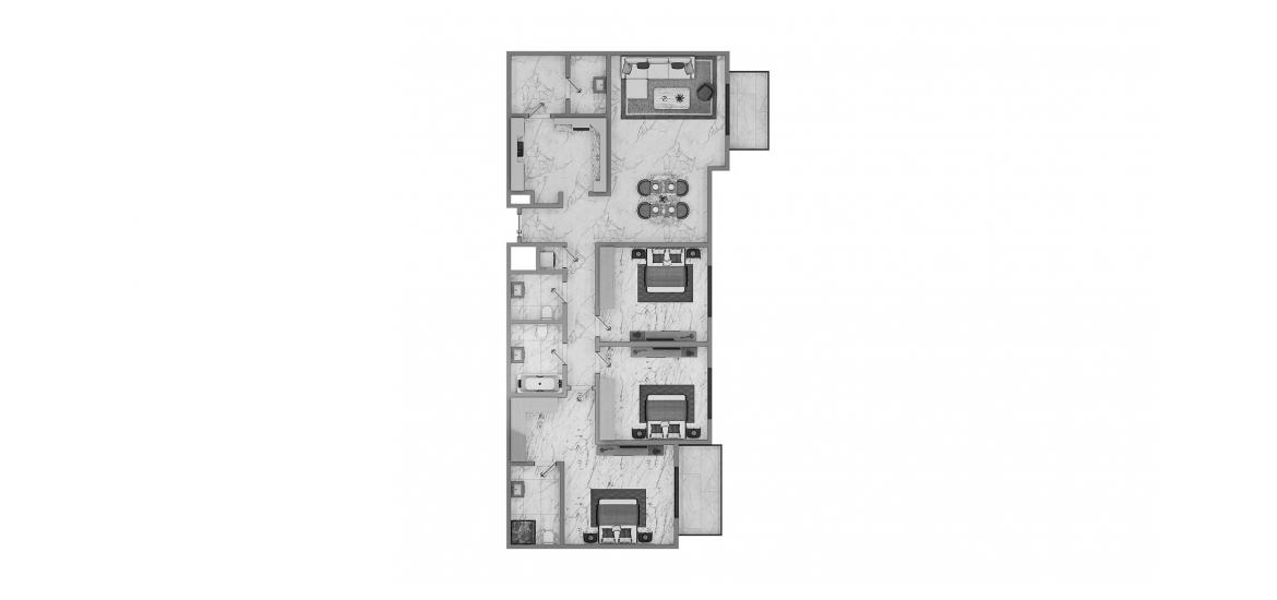 Планування апартаментів «3BR Type A 130SQM», 3 спальні у ASCOT RESIDENCES