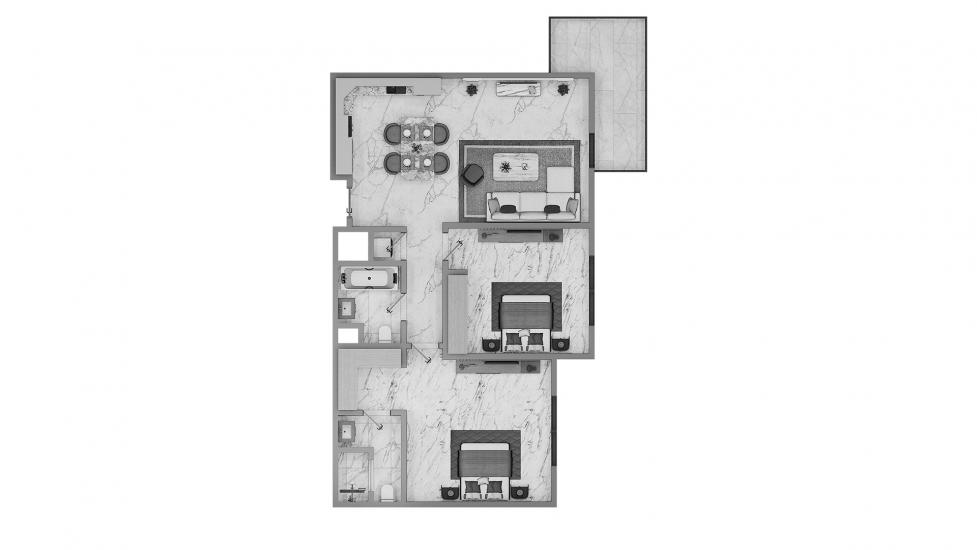 Планування апартаментів «2BR Type A 84SQM», 2 спальні у ASCOT RESIDENCES