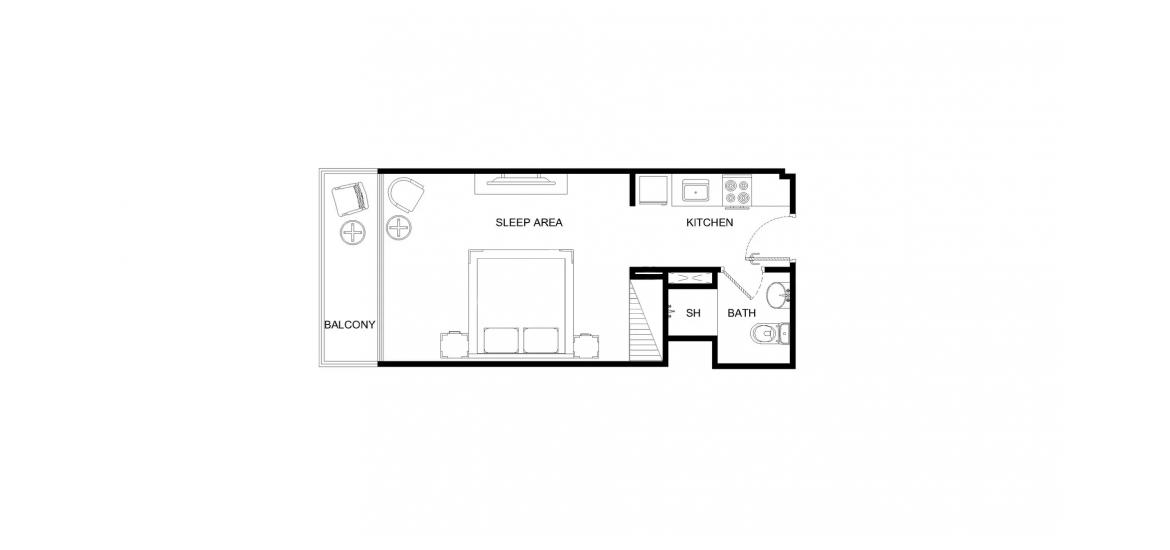 Apartment floor plan «A», 1 room in RIVIERA (MBR)