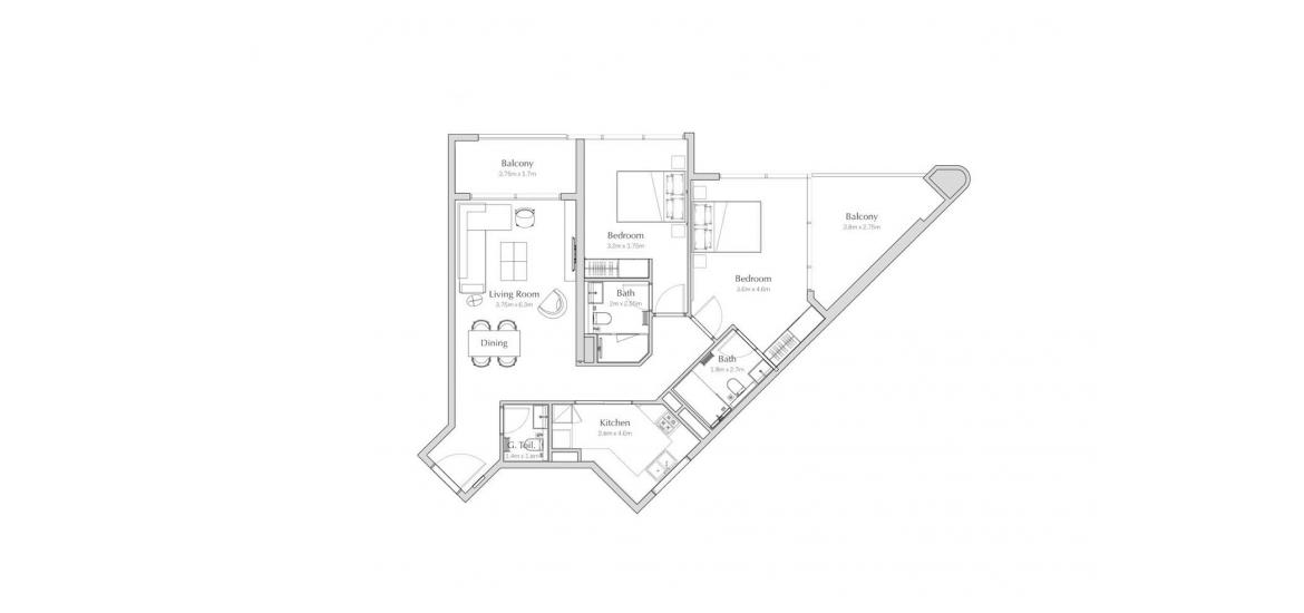 Floor plan «A», 2 bedrooms, in REGALIA APARTMENTS