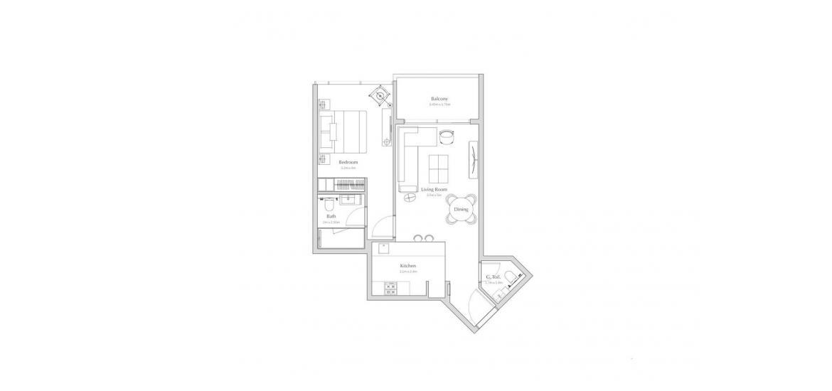 Floor plan «C», 1+1, in REGALIA APARTMENTS