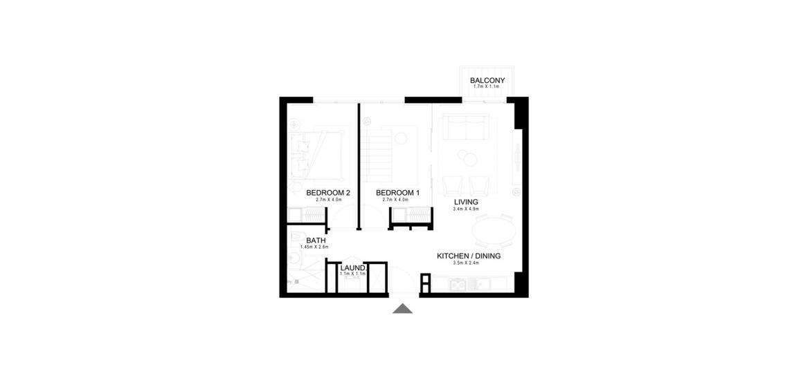Floor plan «GOLFVILLE 2BR 68SQM», 2 bedrooms, in GOLFVILLE