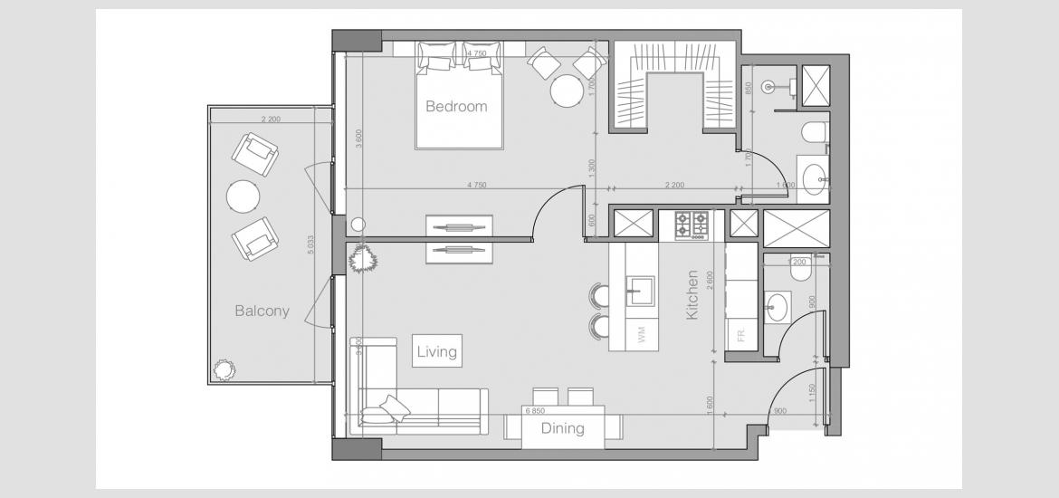 Apartment floor plan «OZONE 1 RESIDENCE ONE-BEDROOM-TYPE-E-77M», 1 bedroom in OZONE 1 RESIDENCE