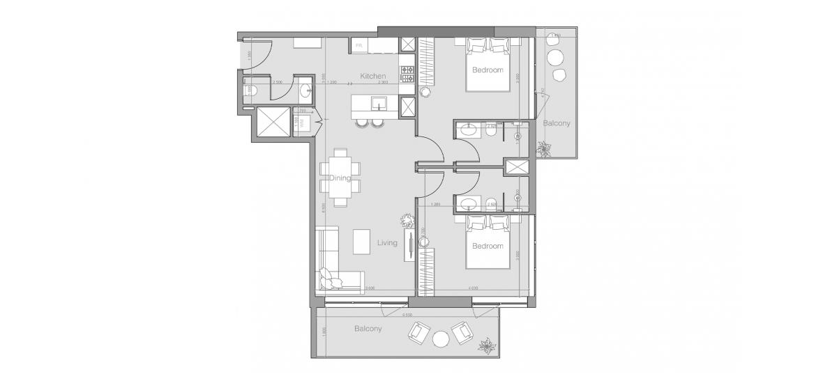 Apartment floor plan «OZONE 1 RESIDENCE TWO-BEDROOMS-TYPE-E-106M», 2 bedrooms in OZONE 1 RESIDENCE
